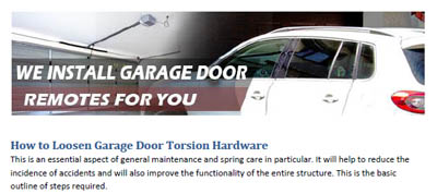 How to Loosen Torsion Hardware - Garage Door Repair Menlo Park